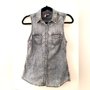 Studded Denim Button Down Shirt